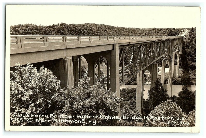 1950s Clays Ferry Bridge Rppc Real Photo Postcard U.S. 25 Near Richmond KY