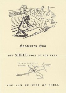 Gardeners End Hertfordshire Comic Shell Petrol Map Postcard