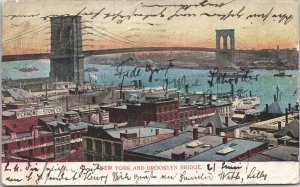 USA Brooklyn Bridge New York City Vintage Postcard 05.15