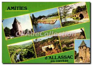 Postcard Modern Allassac Church Garavet Beach Le Pont Du Saillant Comborn