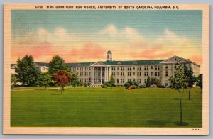 Postcard Columbia SC 1940s Sims Dormitory for Women University of South Carolina