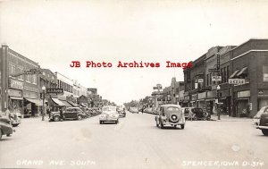 329935-Iowa, Spencer, RPPC, Grand Avenue South, Business Section, Photo No D-314