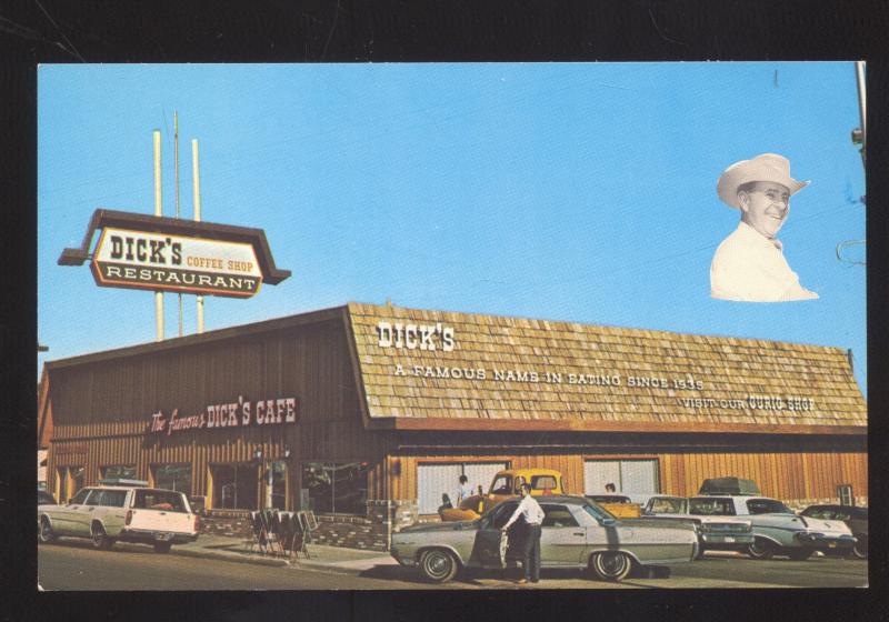 ST. GEORGE UTAH DICK'S CAFÉ RESTAURANT 1960's CARS VINTAGE POSTCARD