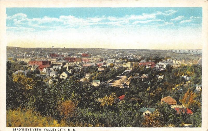 Valley City North Dakota~Bird's Eye View Overlooking Town~Bridge in Distance~20s