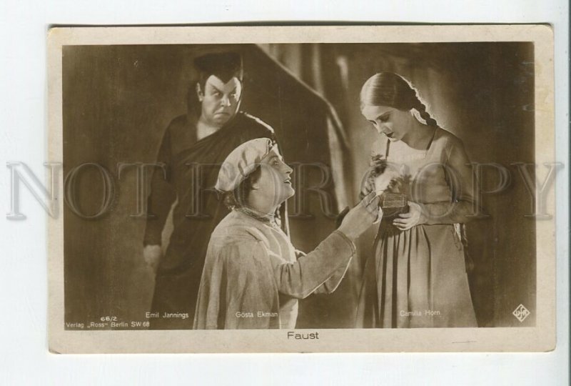 460026 JANNINGS EKMAN HORN German FILM Actor FAUST Vintage PHOTO postcard