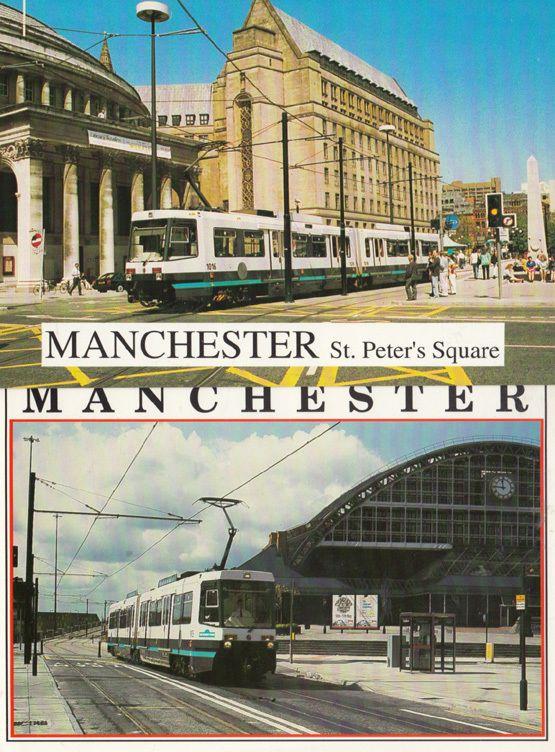 Manchester 1016 Tram Bus at St Peters Square G Max Centre 2x Postcard s