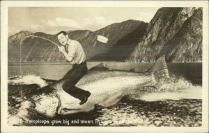 Kamloops BC British Columbia Fishing Exaggeration Real Photo Postcard