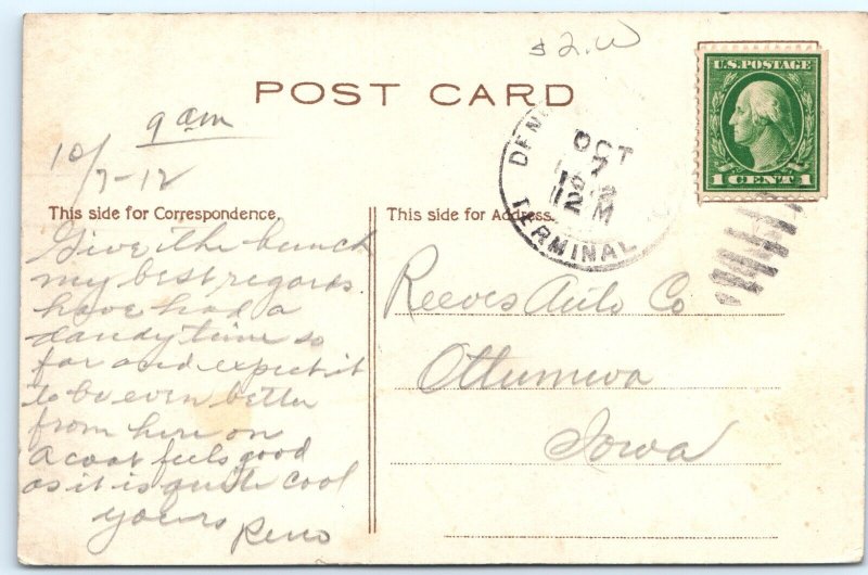 c1910s Argentine Railway Mt McClellan, Colo Postcard Denver Terminal Cancel A71