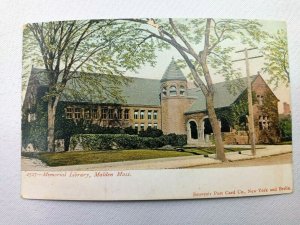 Vintage Postcard 1900's Memorial Library Maiden MA Massachusetts