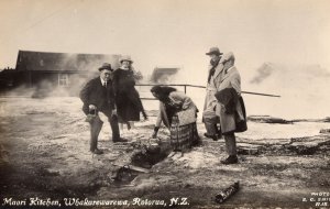 Maori Kitchen at Whakarewarewa New Zealand Real Photo Postcard