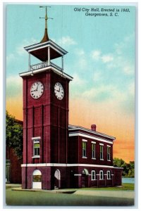 c1930's Old City Hall Building Tower Clock Georgetown South Carolina SC Postcard