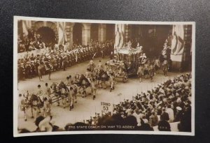 Mint England Royalty Postcard RPPC The Stage Coach on Way to Abbey Coronation