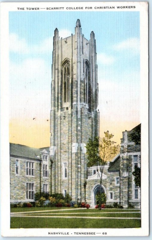 NASHVILLE, Tennessee TN   Tower SCARRITT COLLEGE for CHRISTIAN WORKERS  Postcard