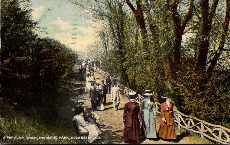 New York Rochester Highland Park Scene Along A Popular Walk 1913