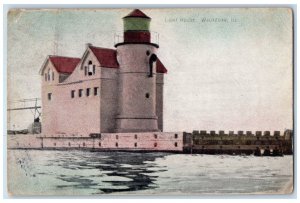 Waukegan Illinois IL Postcard View Of Light House 1909 Posted Antique