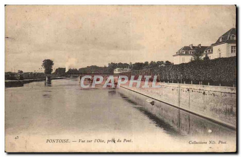 Old Postcard Pontoise View L & # 39oise taken from the bridge