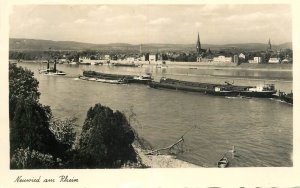 Sailing & navigation themed postcard Neuwied am Rhein transport barge tugboat