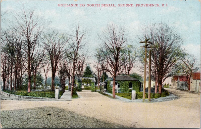 Providence RI Entrance North Burial Ground Cemetery Unused Seddon Postcard F82