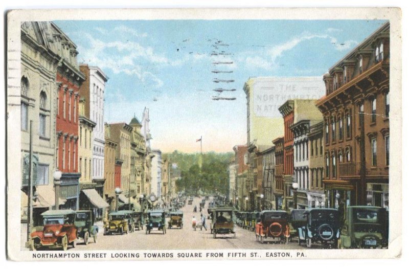 Postcard Northampton Street Looking Towards Square from Fifth St Easton PA