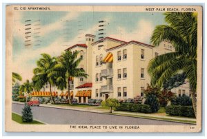 1946 El Cid Apartments West Palm Beach Florida FL, Car Posted Vintage Postcard