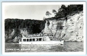 2 RPPC Postcards ~ WISCONSIN DELLS, WI ~ Real Photos LAUNCH ILLINI  ca 1950s