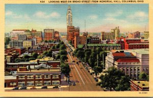 Ohio Columbus Looking West On Broad Street From Memorial Hall Curteich