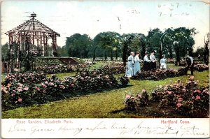 Rose Garden Elizabeth Park Hartford Conneticut CT Antique Postcard PM Cancel UDB