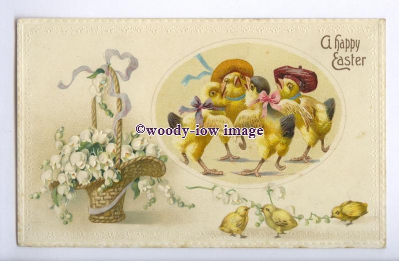 GR0052 - Easter - Embossed, Family of Chic's, & Lilly of the Valley  - postcard