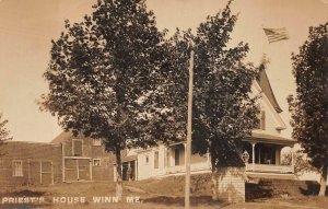 RPPC PRIEST'S HOUSE FLAG WINN MAINE REAL PHOTO POSTCARD 1910