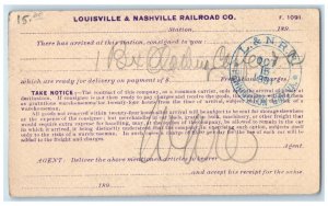 1891 Louisville & Nashville Railroad Co. Kentucky KY Antique Postal Card