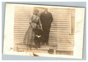 Vintage 1910's RPPC Postcard - Family Pose in Front of Suburban Home