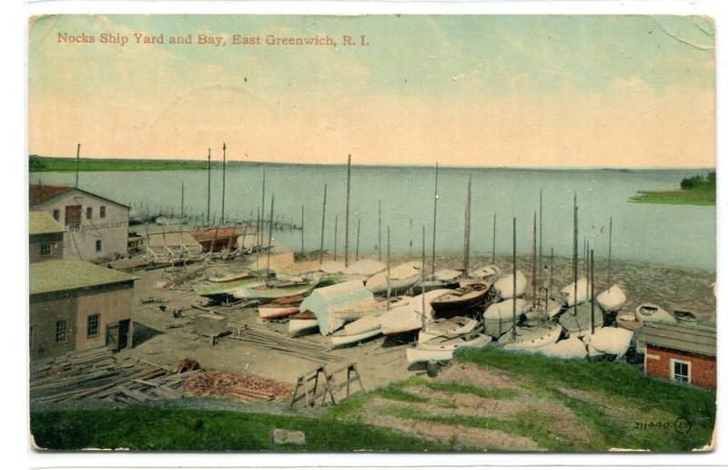 Nocks Ship Yard Bay East Greenwich Rhode Island 1910s postcard