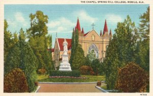 Vintage Postcard 1930's The Chapel Spring Hill College Mobile Alabama Carter's