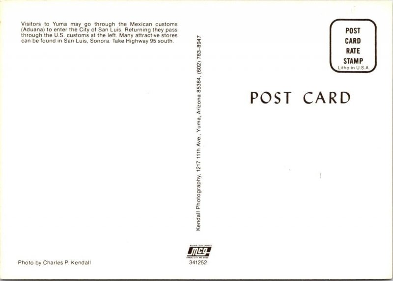 San Luis, AZ Arizona  MEXICAN CUSTOMS GATE Border Sonora Mexico  4X6 Postcard