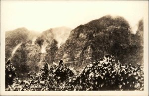 Nuuanu Valley Hawaii HI Upside Down Falls Waterfall Real Photo Vintage Postcard