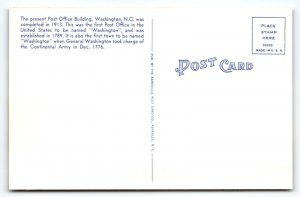 United States Post Office Building Washington North Carolina Postcard Unused NC