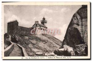 Old Postcard Island Brehat Rocks Lighthouse Peacock