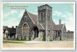 c1920 Johnson City Tennessee Postcard St. Johns Episcopal Church Front Building