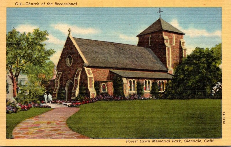 California Glendale Forest Lawn Memorial Park Church Of The Recessional Curteich