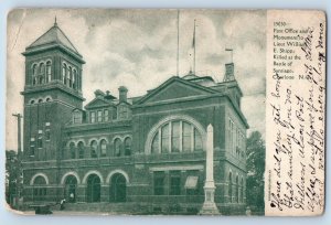 Charlotte North Carolina Postcard Post Office Monument Lieut William Battle 1909