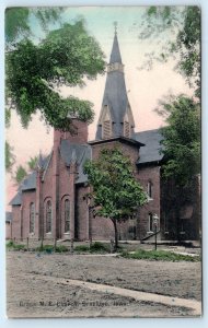 BROOKLYN, Iowa IA ~ Handcolored GRACE M.E. CHURCH 1912 Poweshiek County Postcard