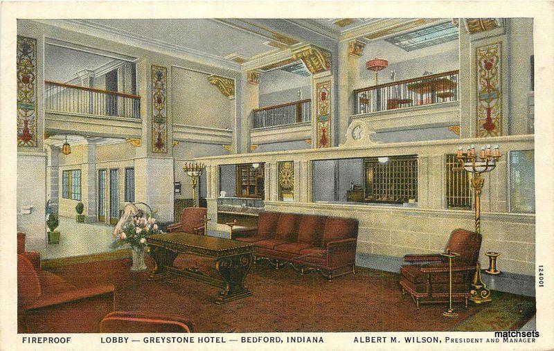 1940s Greystone Hotel Bedford Indiana interior Teich postcard 9862