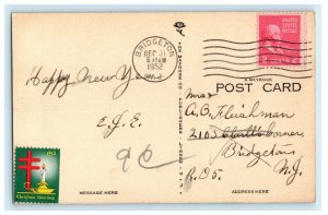 1952 New Jersey Turnpike Garden State Parkway Christmas Seal Bridgeton Postcard 