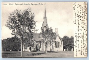 1906 Owosso Michigan MI Vintage Postcard Christ Episcopal Church Building Posted