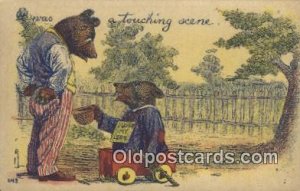 A Touching Scene Wells Bear 1909 card is cut into two pieces