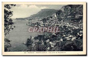 Old Postcard Monaco Monte Carlo taking view of Roquebrune