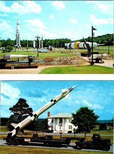 2~Postcards Huntsville, AL Alabama SPACE & ROCKET CENTER & ZEUS MISSILE~REDSTONE