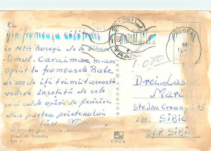 Postcard Romania Muntii Bucegi Cabana Babele