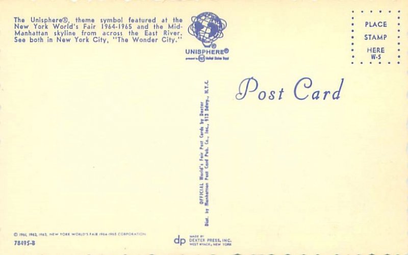 New York World's Fair Mid-Manhattan Skyline Chrome Postcard