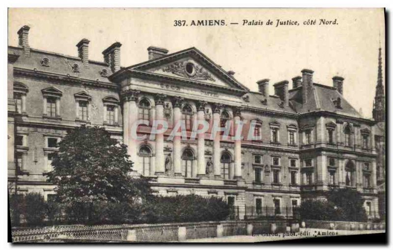 Old Postcard Courthouse Cote Nord Amiens
